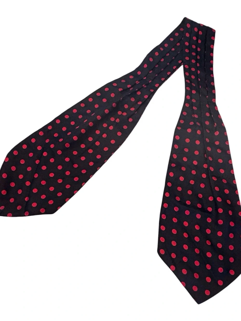 Vintage B. Altman & Co. Silk Polka Dot Scarf Navy and Red c. 1960s–1970s